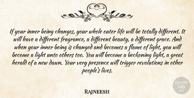 Rajneesh Quote About Life, Beauty, Light: If Your Inner Being Changes...