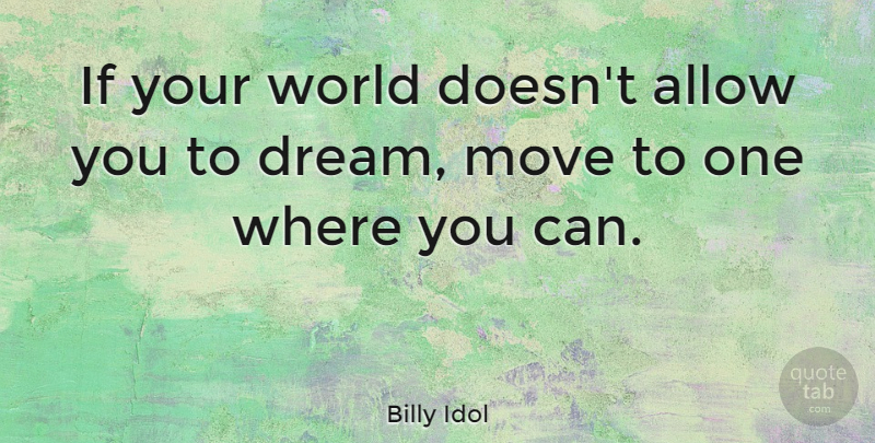 Billy Idol Quote About Inspirational, Life, Dream: If Your World Doesnt Allow...