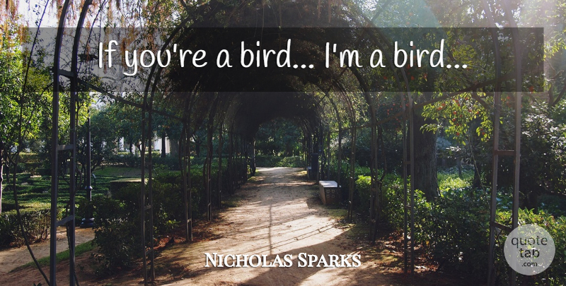 Nicholas Sparks Quote About Love, Bird, Ifs: If Youre A Bird Im...