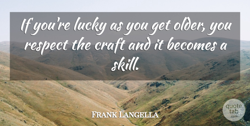 Frank Langella Quote About Skills, Lucky, Crafts: If Youre Lucky As You...