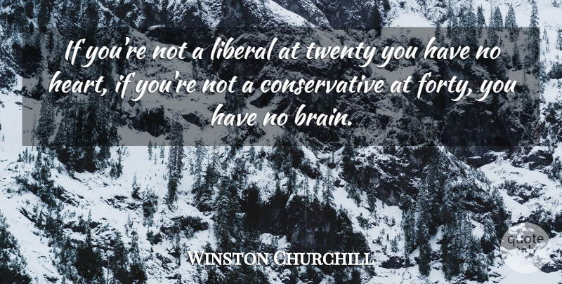 Winston Churchill Quote About Wisdom, Heart, Political: If Youre Not A Liberal...
