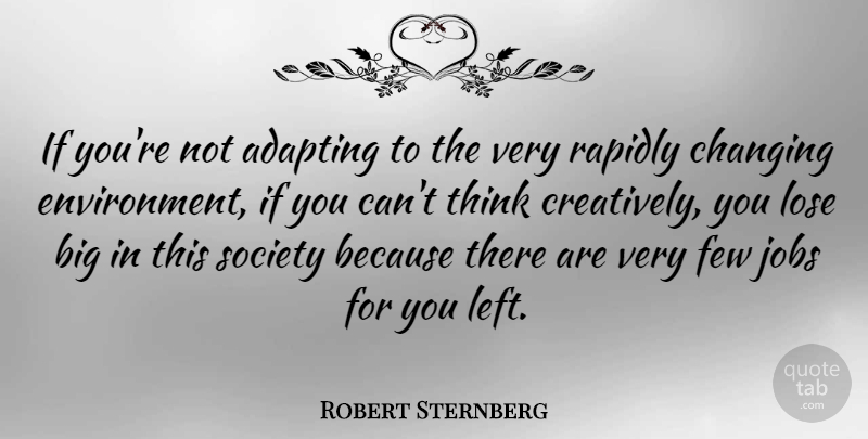Robert Sternberg Quote About Jobs, Thinking, Changing Environment: If Youre Not Adapting To...
