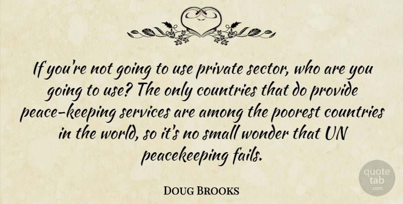 Doug Brooks Quote About Among, Countries, Peace, Poorest, Private: If Youre Not Going To...