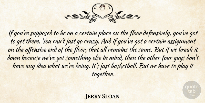 Jerry Sloan Quote About Assignment, Break, Certain, Floor, Four: If Youre Supposed To Be...