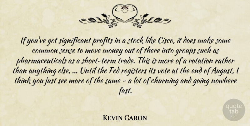 Kevin Caron Quote About Common, Fed, Groups, Money, Move: If Youve Got Significant Profits...