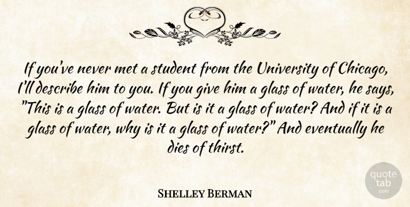 Shelley Berman Quote About Glasses, Giving, Water: If Youve Never Met A...