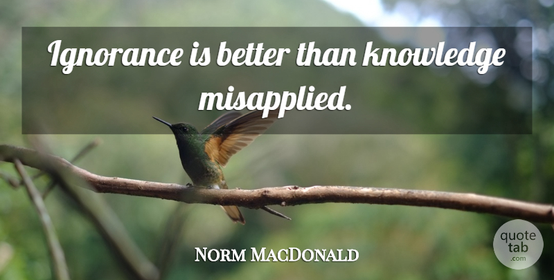 Norm MacDonald Quote About Ignorance: Ignorance Is Better Than Knowledge...
