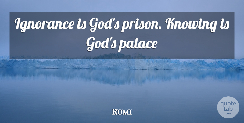 Rumi Quote About Ignorance, Knowing, Palaces: Ignorance Is Gods Prison Knowing...