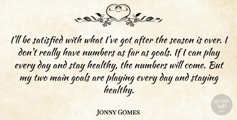 Jonny Gomes Quote About Far, Goals, Main, Numbers, Playing: Ill Be Satisfied With What...