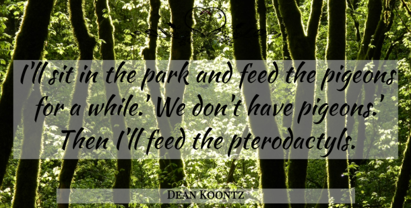 Dean Koontz Quote About Parks, Pigeons: Ill Sit In The Park...
