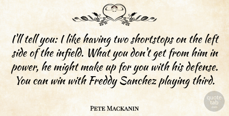 Pete Mackanin Quote About Freddy, Left, Might, Playing, Side: Ill Tell You I Like...