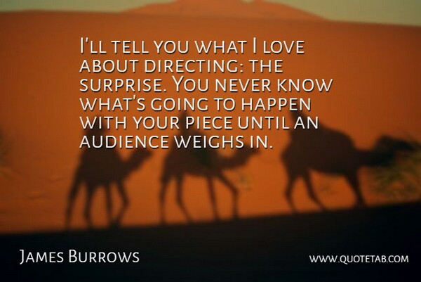 James Burrows Quote About Audience, Love, Piece, Until, Weighs: Ill Tell You What I...