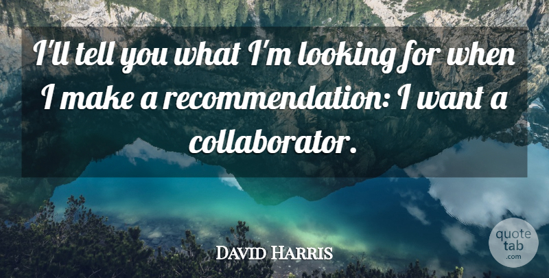 David Harris Quote About Looking: Ill Tell You What Im...