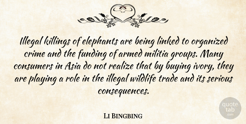 Li Bingbing Quote About Armed, Asia, Buying, Consumers, Elephants: Illegal Killings Of Elephants Are...