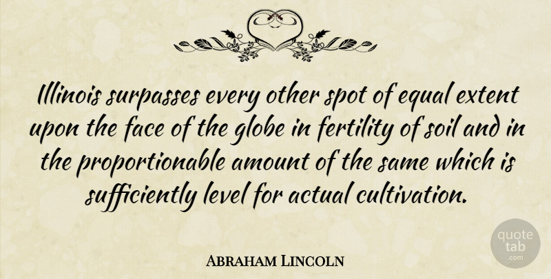 Abraham Lincoln Quote About Actual, Amount, Extent, Fertility, Globe: Illinois Surpasses Every Other Spot...