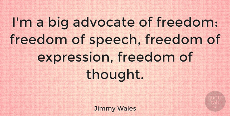 Jimmy Wales Quote About Freedom, Expression, Speech: Im A Big Advocate Of...