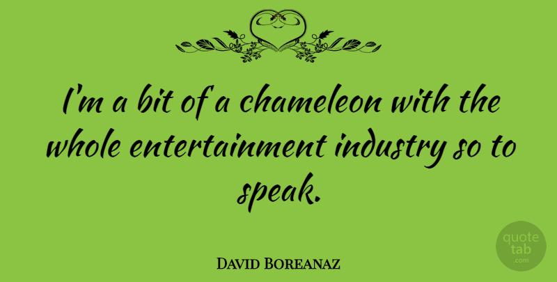 David Boreanaz Quote About Entertainment, Speak, Chameleon: Im A Bit Of A...
