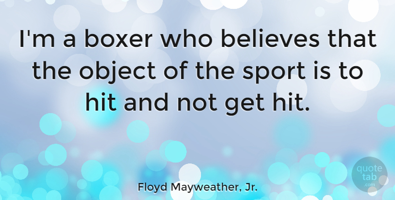 Floyd Mayweather, Jr. Quote About Sports, Believe, Boxers: Im A Boxer Who Believes...