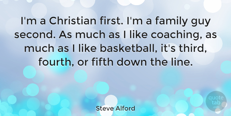 Steve Alford Quote About Basketball, Christian, Family Guy: Im A Christian First Im...