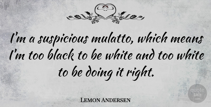 Lemon Andersen Quote About Means: Im A Suspicious Mulatto Which...