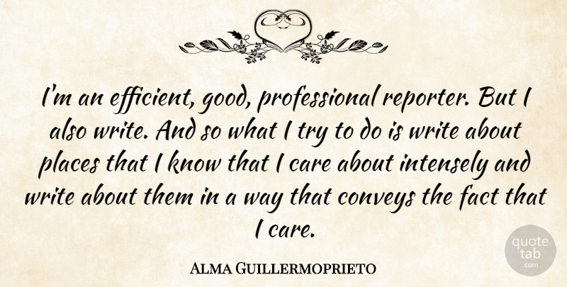 Alma Guillermoprieto Quote About Writing, Trying, Care: Im An Efficient Good Professional...
