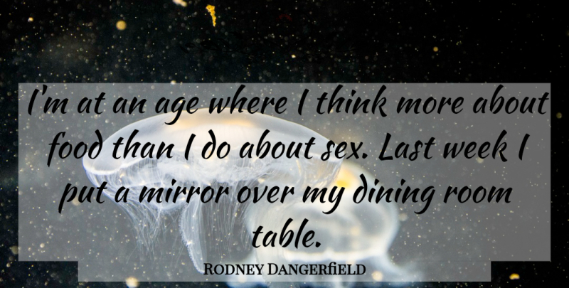 Rodney Dangerfield Quote About Inspirational, Sex, Thinking: Im At An Age Where...