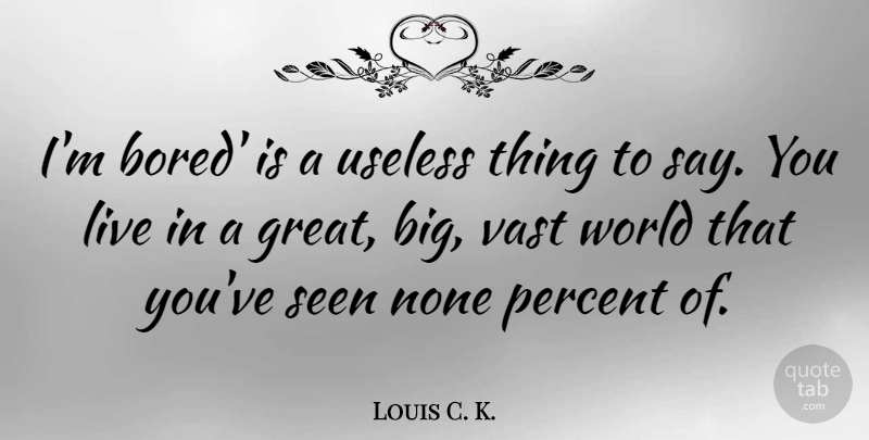 Louis C. K. Quote About Travel, Useless Things, Bores You: Im Bored Is A Useless...