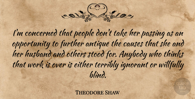 Theodore Shaw Quote About Antique, Anybody, Causes, Concerned, Either: Im Concerned That People Dont...