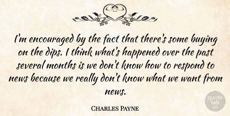 Charles Payne Quote About Buying, Encouraged, Fact, Happened, Months: Im Encouraged By The Fact...
