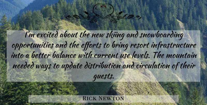 Rick Newton Quote About Balance, Bring, Current, Efforts, Excited: Im Excited About The New...