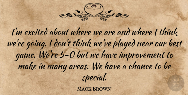 Mack Brown Quote About Best, Chance, Excited, Improvement, Near: Im Excited About Where We...