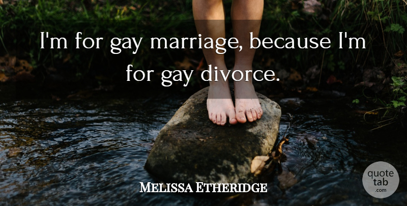 Melissa Etheridge Quote About Divorce, Gay, Gay Marriage: Im For Gay Marriage Because...