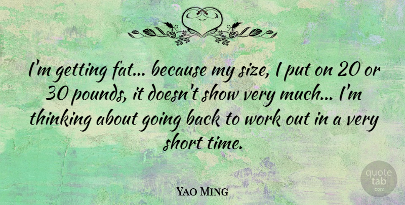 Yao Ming Quote About Short, Time, Work: Im Getting Fat Because My...