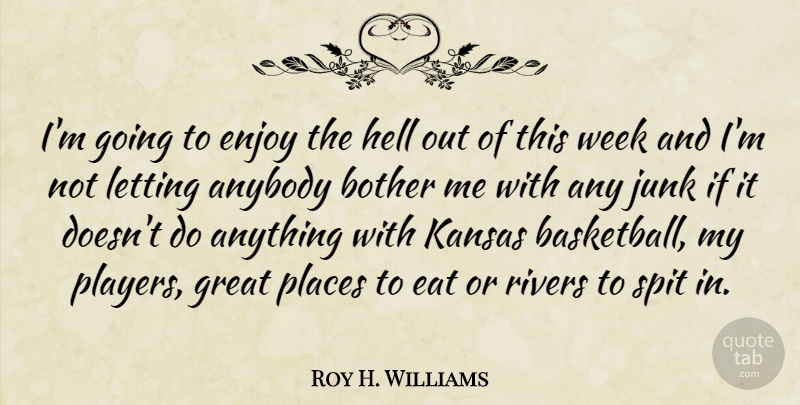 Roy H. Williams Quote About Anybody, Bother, Enjoy, Great, Hell: Im Going To Enjoy The...