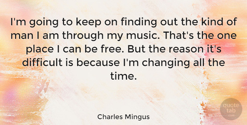 Charles Mingus Quote About Changing, Difficult, Finding, Man, Music: Im Going To Keep On...