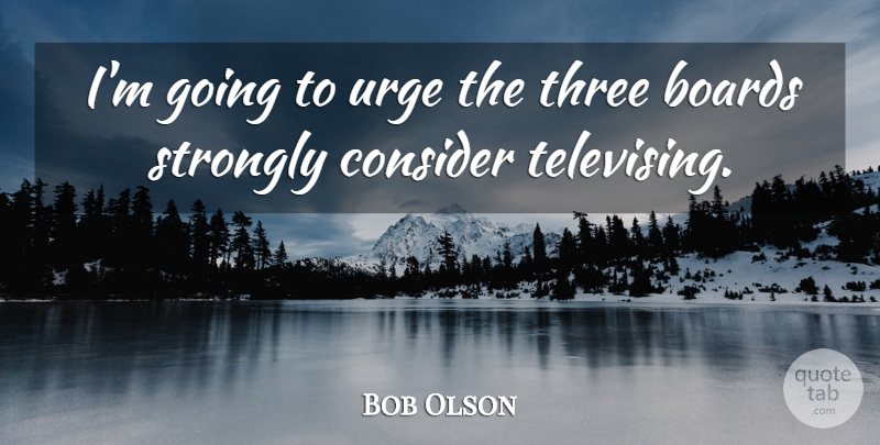 Bob Olson Quote About Boards, Consider, Strongly, Three, Urge: Im Going To Urge The...