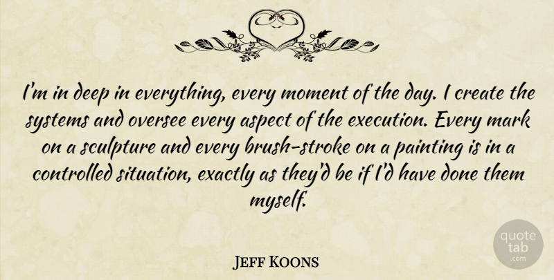 Jeff Koons Quote About Aspect, Controlled, Create, Exactly, Mark: Im In Deep In Everything...