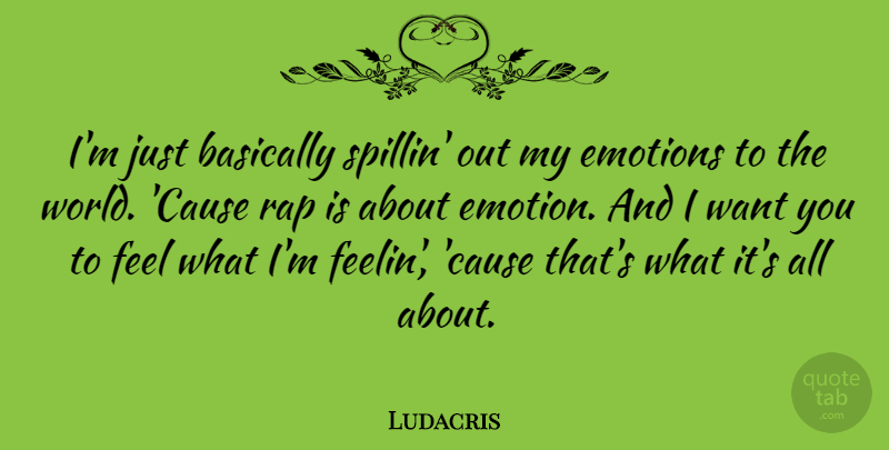 Ludacris Quote About Rap, Hip Hop, World: Im Just Basically Spillin Out...