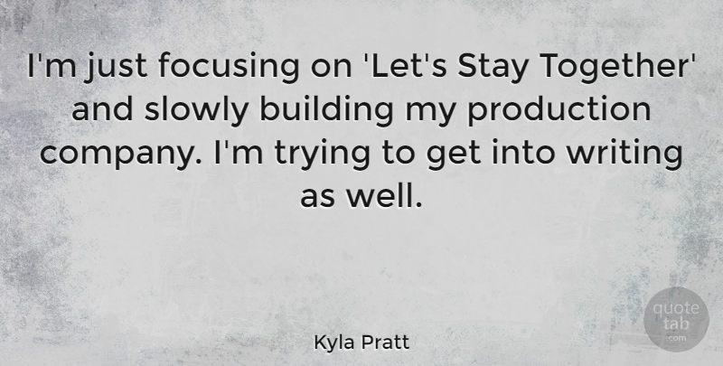 Kyla Pratt Quote About Focusing, Production, Slowly, Stay, Trying: Im Just Focusing On Lets...