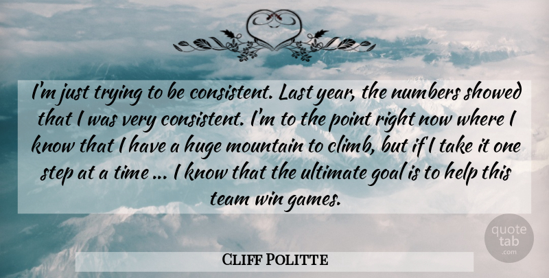 Cliff Politte Quote About Goal, Help, Huge, Last, Mountain: Im Just Trying To Be...