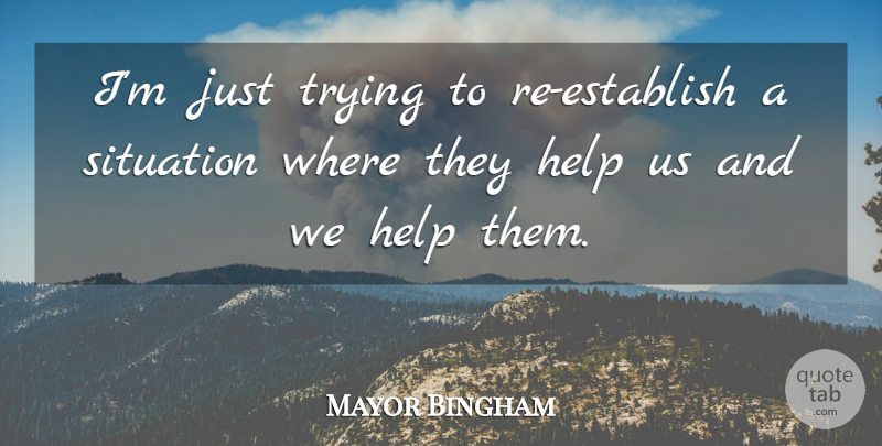 Mayor Bingham Quote About Help, Situation, Trying: Im Just Trying To Re...