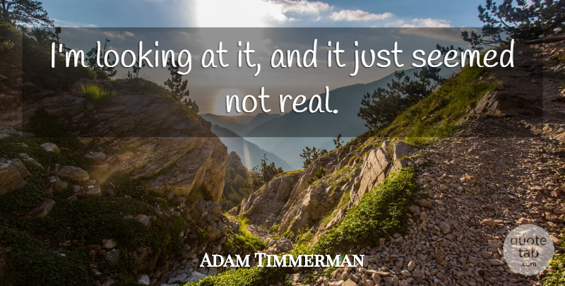 Adam Timmerman Quote About Looking, Seemed: Im Looking At It And...