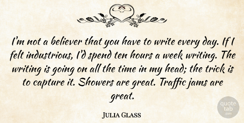 Julia Glass Quote About Believer, Capture, Felt, Great, Hours: Im Not A Believer That...