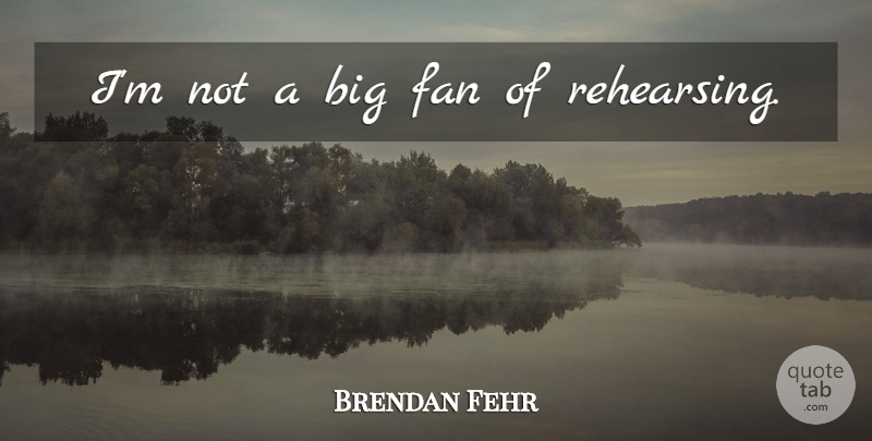 Brendan Fehr Quote About Fans, Bigs, Rehearsing: Im Not A Big Fan...
