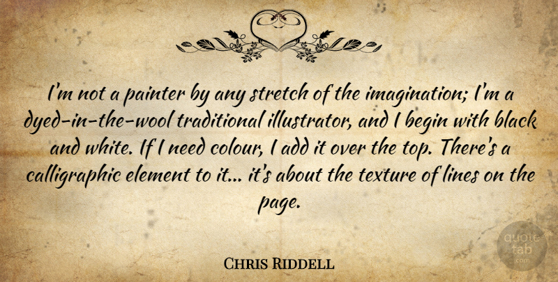 Chris Riddell Quote About Add, Begin, Element, Lines, Painter: Im Not A Painter By...
