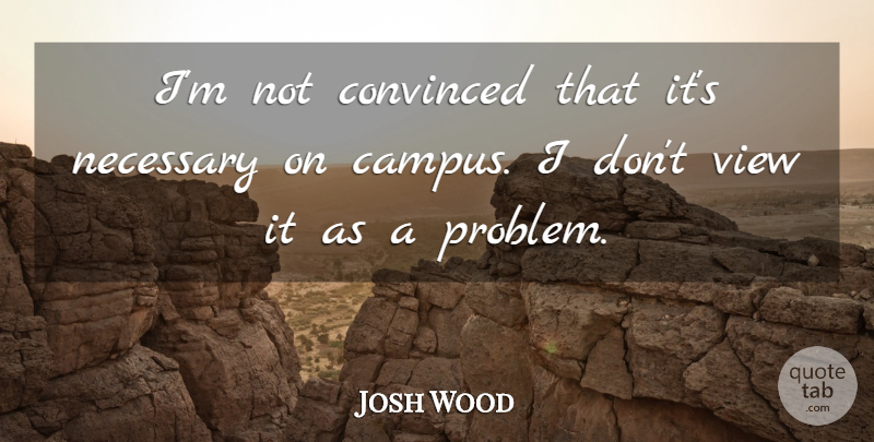 Josh Wood Quote About Convinced, Necessary, View: Im Not Convinced That Its...