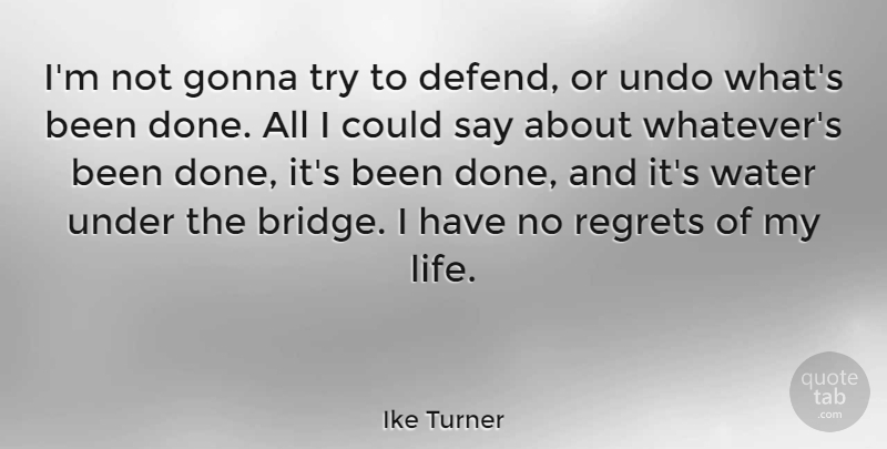 Ike Turner Quote About Regret, Bridges, Water: Im Not Gonna Try To...