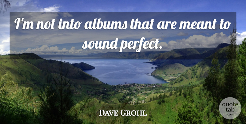 Dave Grohl Quote About Perfect, Sound, Albums: Im Not Into Albums That...