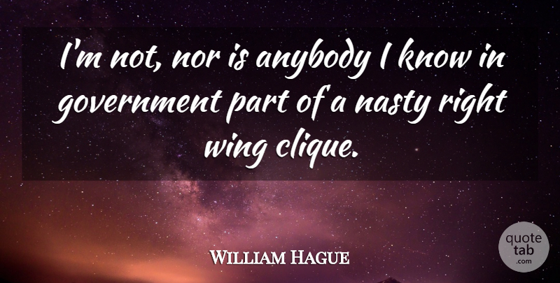 William Hague Quote About Wings, Government, Nasty: Im Not Nor Is Anybody...