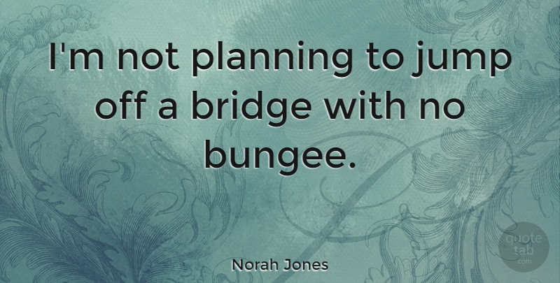 Norah Jones Quote About Bridges, Planning, Bungee: Im Not Planning To Jump...